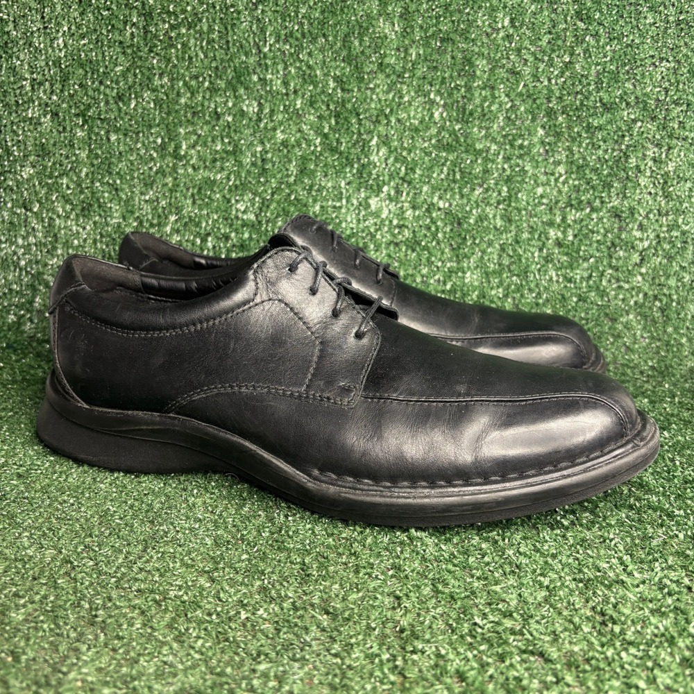 Clarks Kempton Run Leather Comfort Professional Oxford Black Mens Size 11.5 Wide